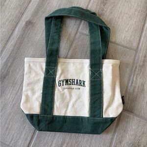 Gymshark Mini collegiate Tote Bag Green And Cream White NEW